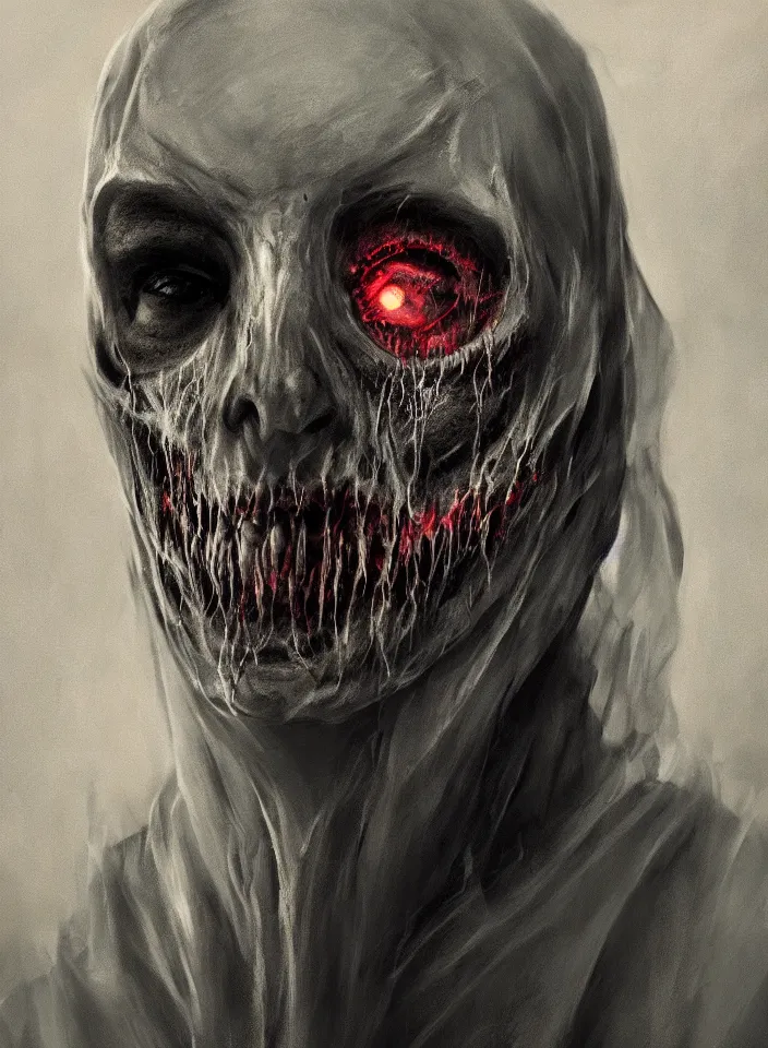 Prompt: a face portrait of an ethereal undead ghost from skyrim, fantasy setting, horror face, dark colors, soft lighting, atmospheric, cinematic, moody, in the style of diego koi, gina heyer, luiz escanuela, art by alyssa monk, hyperrealism, rule of thirds, golden ratio, oil on canvas, 8 k