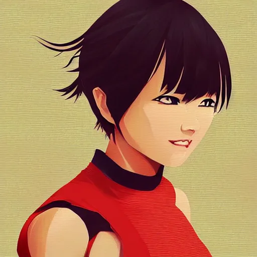 Prompt: Yui Takamura like a fire superhero by Ilya kuvshinov and Krenz cushart, pixel art, character portrait