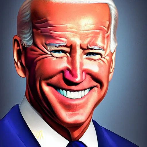 Image similar to Joe Biden wearing a virgin killer, sharp smile, dream fuel, optimistic colors, by artgerm