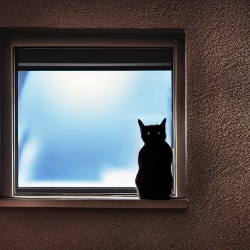 Prompt: photo of a cat watching martian terrain inside a window