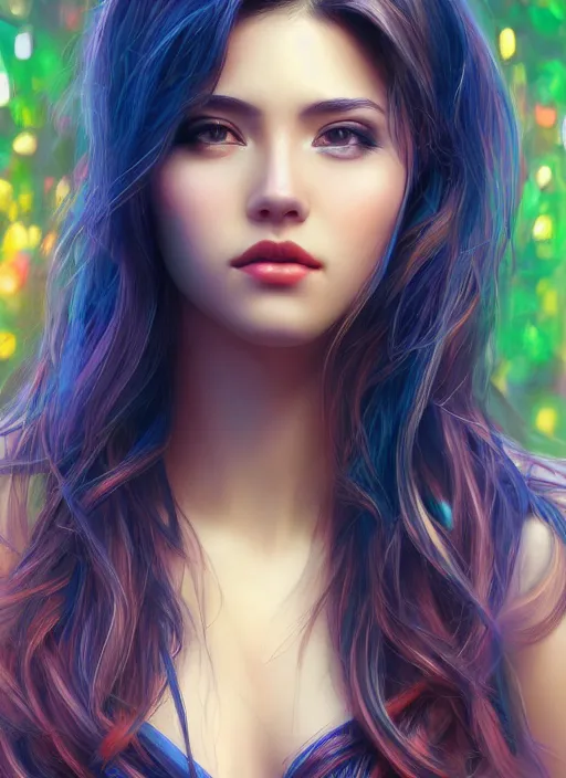 Prompt: photo of a gorgeous female in the style of stefan kostic, realistic, professionally, professionally color graded, half body shot, sharp focus, 8 k high definition, insanely detailed, intricate, elegant, art by stanley lau and artgerm, bokeh foliage