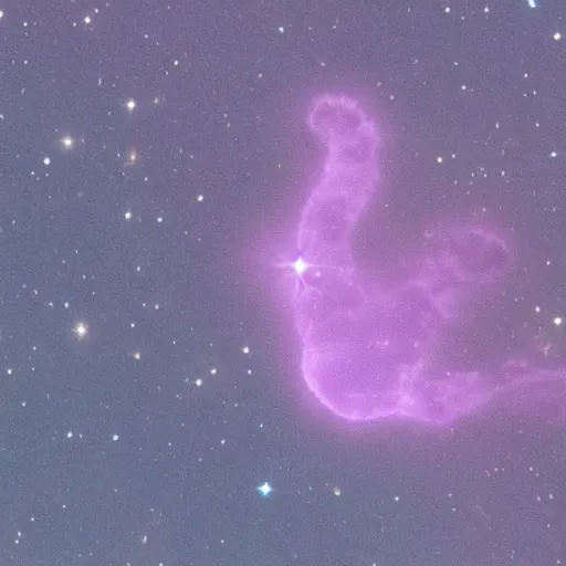 Prompt: Purple nebula in the shape of a cat\'s claw,high quality image taken by James Webb telescope