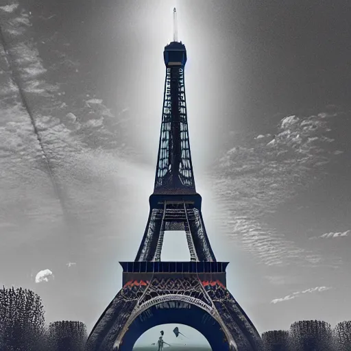 Prompt: spaceship shaped as the eiffel tower