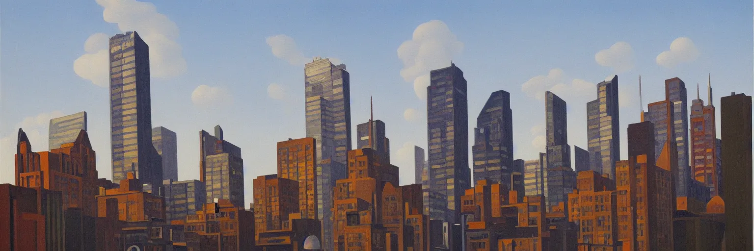 Prompt: toronto cityscape oil painting magritte