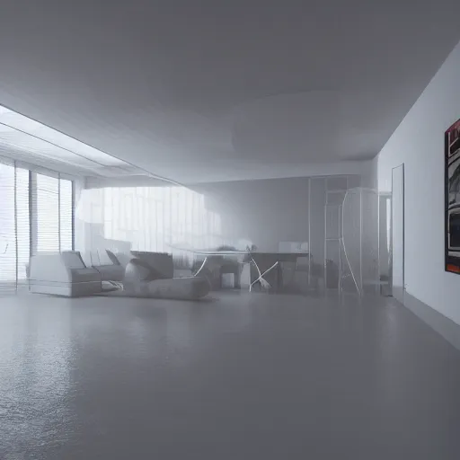 Image similar to abstract 3 d indoor, atmospheric lighting, octane render 8 k