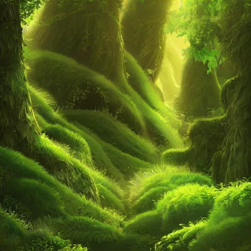 Prompt: A lush green forest by Ghibli Studio, digital art, immaculate scale