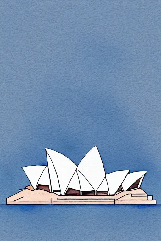 Prompt: minimalist watercolor art of sydney opera, illustration, vector art