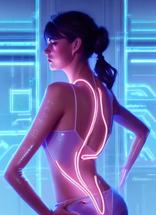 Prompt: portrait of female in transparent fashion wear, intricate, elegant, cyber neon lights, highly detailed, digital photography, artstation, glamor pose, concept art, smooth, sharp focus, art by artgerm and greg rutkowski