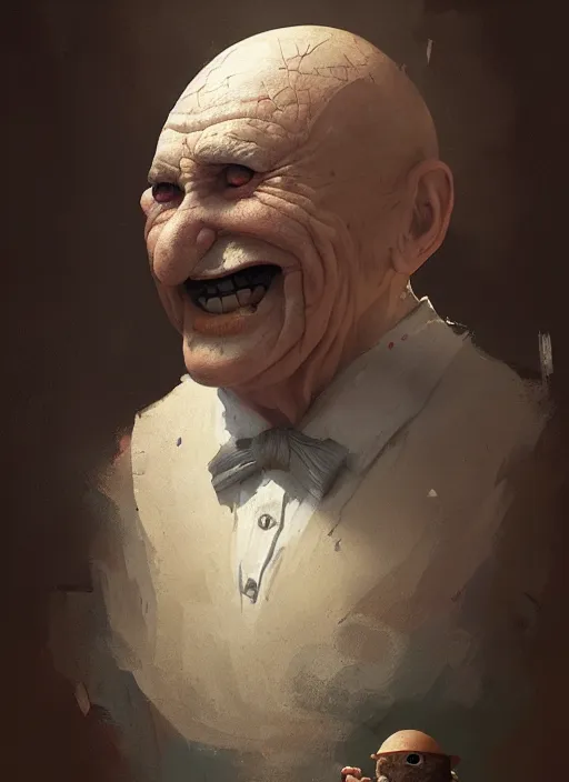 Image similar to portrait of old man humpty dumpty by greg rutkowski