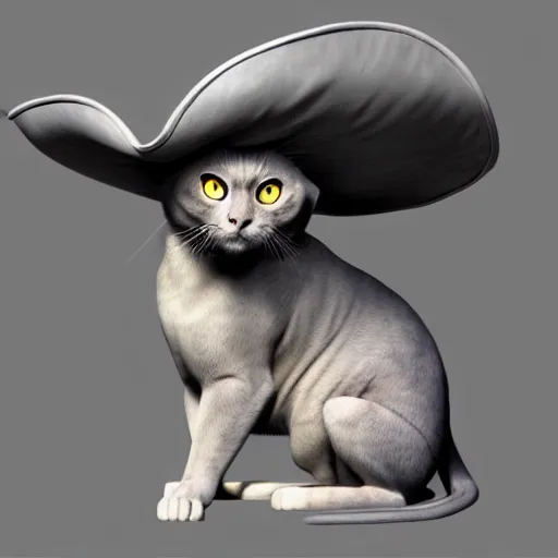 Image similar to gray burmese cat in pirate tricorn, artstation, fantasy