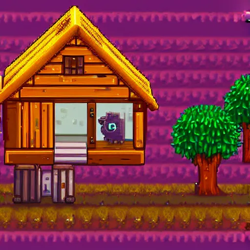 Prompt: a hamster in Stardew Valley