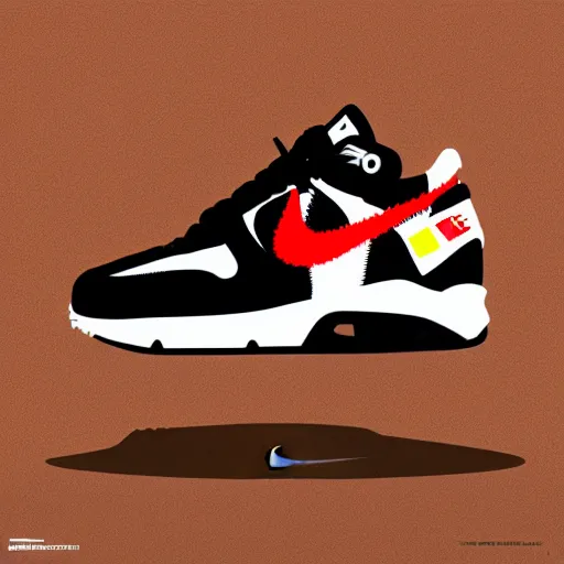 Image similar to retro futuristic OFf-white x Nike air max sneakers by syd mead