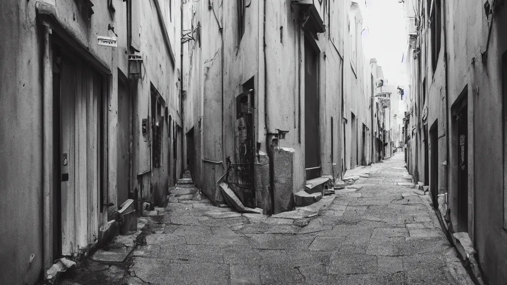 Prompt: fujifilm sample photo of an alley in a street