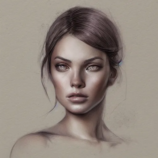 Prompt: sketch of a beautiful young woman, pencil art, ink and pencil, hyperrealistic, hyperdetailled, digital art, greg rutkowski, artstation, 8 k, beautiful drawing, paper texture, spray paint, watercolors