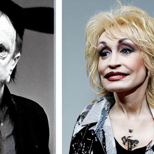 Image similar to photograph of a person with the characteristics of mark e smith and dolly parton