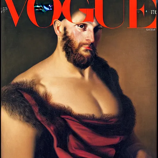 Image similar to Portrait of Zeus for the cover of Vogue painted by Daniel Spreck