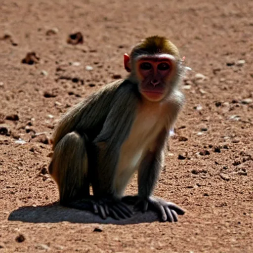 Prompt: a monkey with a desert in the background