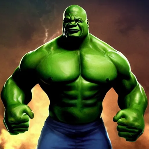 Image similar to if Shaq O'Neil was the hulk, cinematic, epic, cool, photo realistic, 4k, high detail