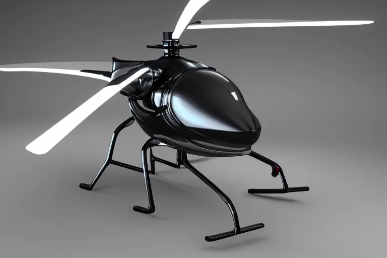 Prompt: still photo of a futuristic helicopter, highly detailed, photorealistic portrait, bright studio setting, studio lighting, crisp quality and light reflections, unreal engine 5 quality render