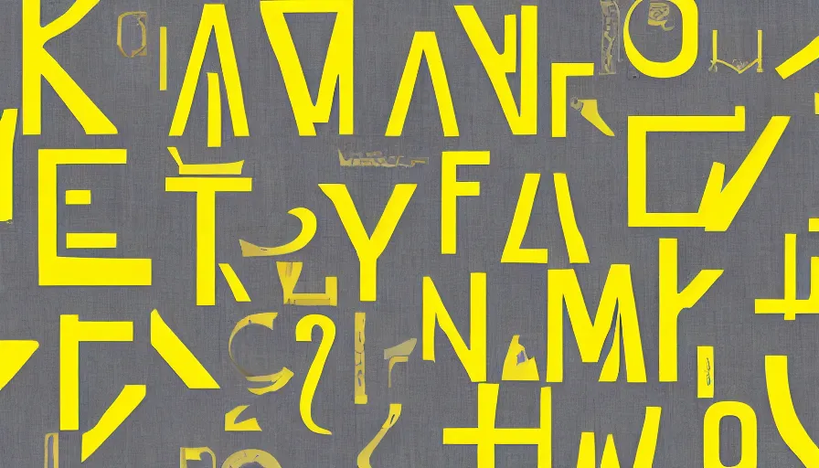 Prompt: English alphabet modern yellow