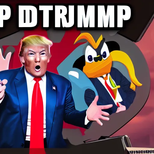 Prompt: Donald Trump getting absolutely destroyed as a Fornite Character, game art, digital art, PC-gaming, 8k, trending,