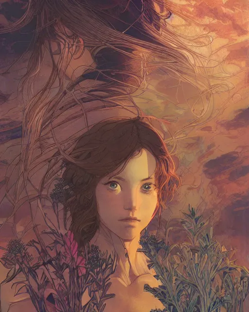 Image similar to a girl, full shot, visible face, ambient lighting, detailed, art by ayami kojima, makoto shinkai, kilian eng