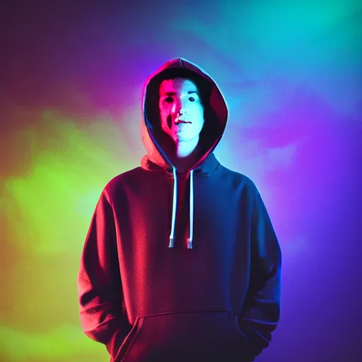 Image similar to rich astley in hoodie, portrait, vaporwave, synthwave, neon, vector graphics, cinematic, volumetric lighting, f 8 aperture, cinematic eastman 5 3 8 4 film