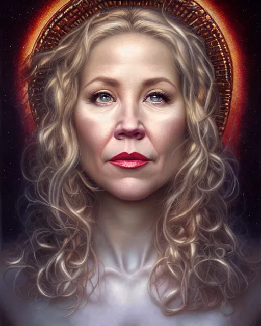 Image similar to detailed portrait of christina applegate apple!! gate! by tomasz alen kopera and peter mohrbacher and johanna martine! and margaret keane! coherent luminescent