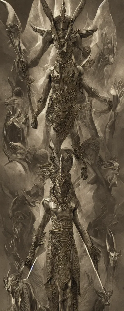 Image similar to god anubis, highly detailed, concept art, intricate, sharp focus, einar jonsson and bouguereau