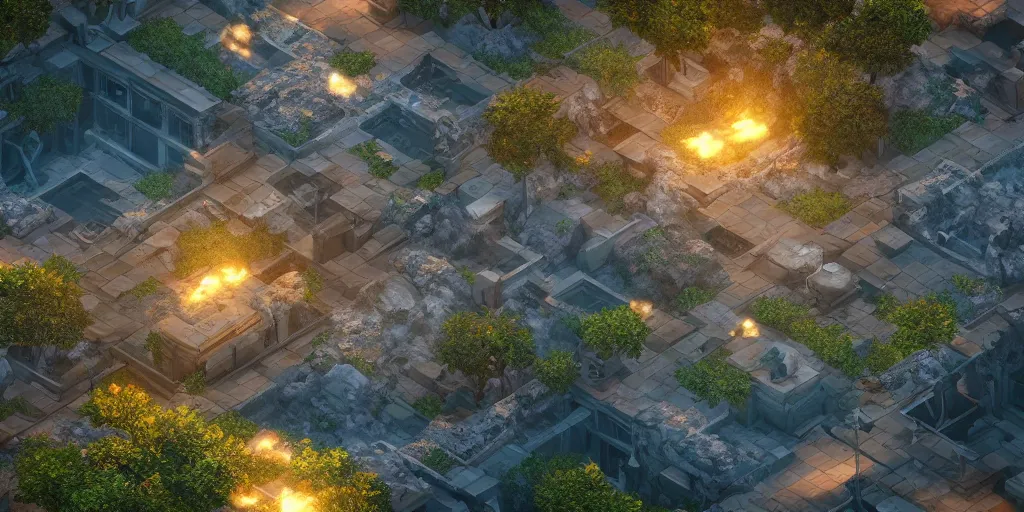 Image similar to 2d game Tiles, unreal 5, hyperrealistic, realistic, photorealistic, dynamic lighting, highly detailed, cinematic landscape, studio landscape, studio lighting