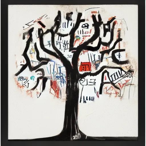 Image similar to basic composition uses the frame of the qabbalistic tree of life, basquiat