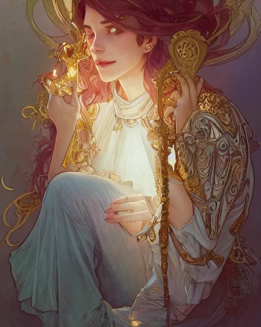 Image similar to bone hurting juice, highly detailed, gold filigree, romantic storybook fantasy, soft cinematic lighting, award, disney concept art watercolor illustration by mandy jurgens and alphonse mucha and alena aenami, pastel color palette, featured on artstation