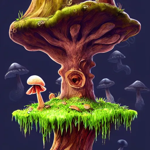 Prompt: a gnarled ancient wooden tree stump with mushrooms growing out of it, organic, highly detailed, concept art, sprite from a gorgeous indie platform game, on a black background