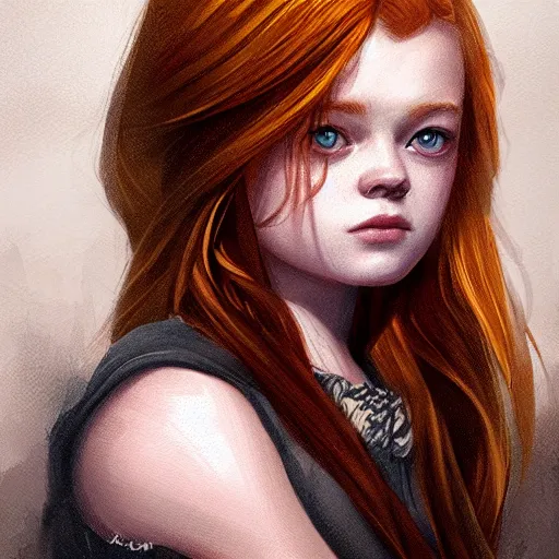 Image similar to portrait of sadie sink by charlie bowater