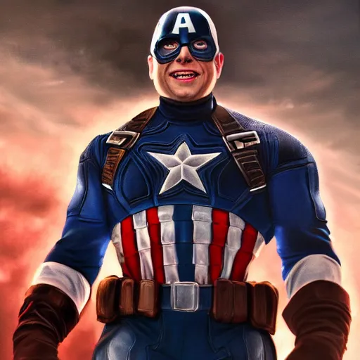Prompt: danny devito as captain america wearing captain america costume, realistic artstyle, trending on artstation, macro, highly intricate, vibrant, digital painting, full portrait, hd, cinematic, dramatic, ultra detailed, illustration, concept art, unreal engine 5, 8 k, 4 k