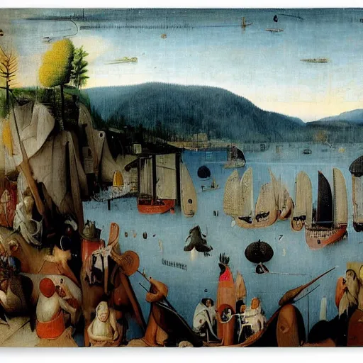 Image similar to deep cove north vancouver by hieronymus bosch