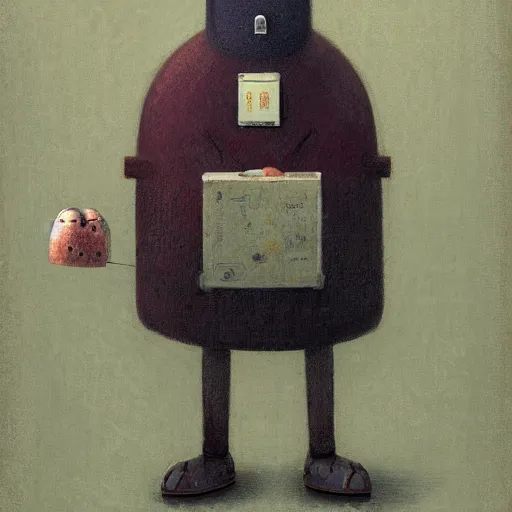 Image similar to A full body portrait of a character, by Shaun Tan