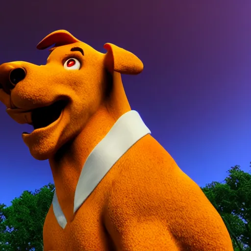 Prompt: scooby-doo, statue, 4k, volumetric lighting, hyper realistic