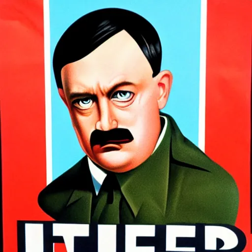 Image similar to a 1 9 9 0 s promotional poster for hitler as a character in a sitcom