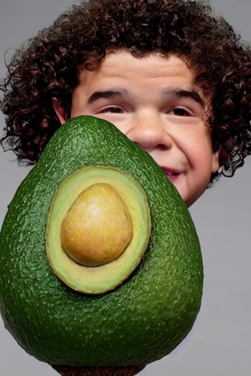 Prompt: 📷 gaten matarazzo the avocado head 🥑, made of food, head portrait, dynamic lighting, 4 k