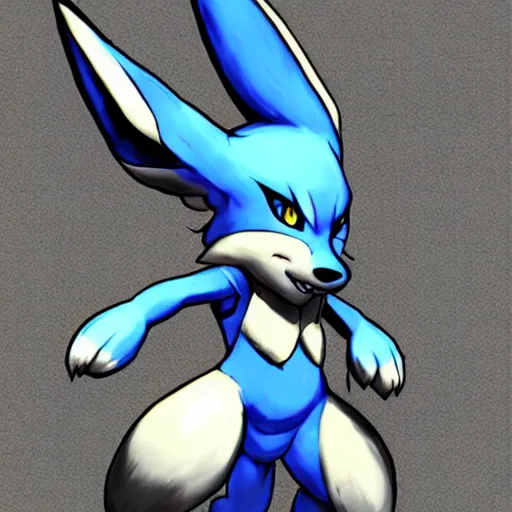 Prompt: Portrait of Lucario, made by Akihiko Yoshida, in the style of Bravely Default II, Highly detailed, fantasy themed, dynamic posing