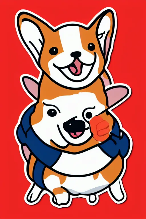 Image similar to Portrait of a corgi as a sumo wrestler, sticker, colorful, illustration, highly detailed, simple, smooth and clean vector curves, no jagged lines, vector art, smooth