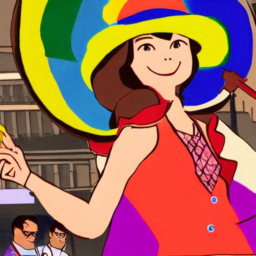 Prompt: illustration of trucy wright at gay pride