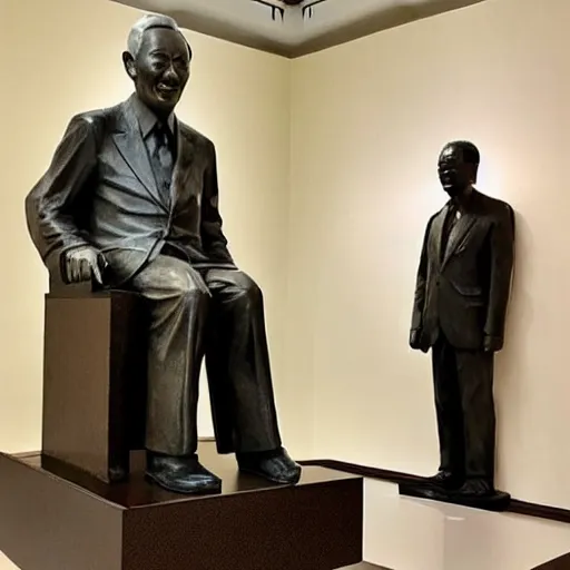Image similar to photo of a statue of lee kuan yew in a museum