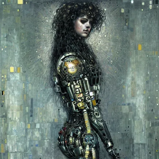 Image similar to well - armed cybernetic female supersoldier, intricate detail, klimt, royo, whealan,