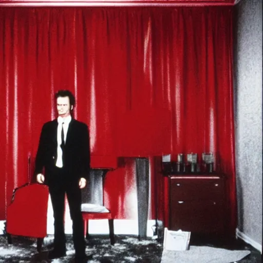 Image similar to dirty harry in the red room in twin peaks