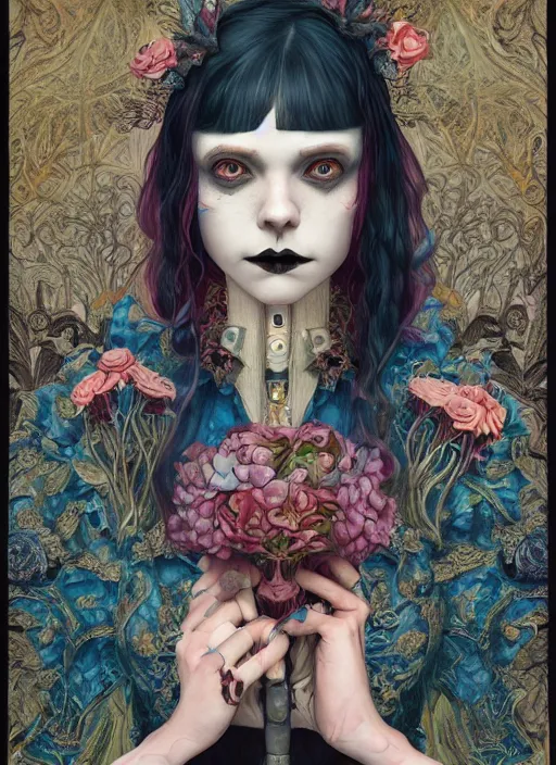 Image similar to gothic girl :: by Martine Johanna and Simon Stålenhag and Chie Yoshii and Casey Weldon and Guillermo del toro :: ornate, dynamic, particulate, rich colors, intricate, elegant, highly detailed, centered, artstation, smooth, sharp focus, octane render, 3d