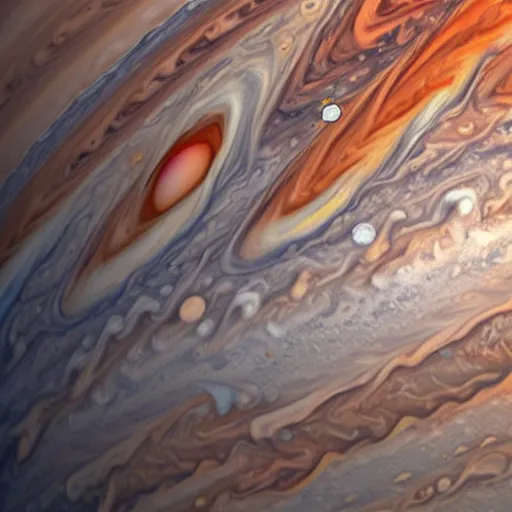 Image similar to cherries droplets on the surface of jupiter planet