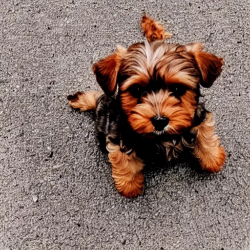 Image similar to a brown yorkshire dog in the shape of a heart