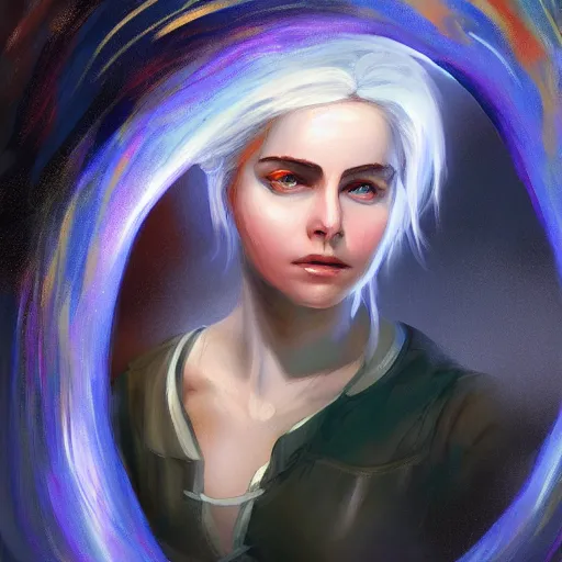 Prompt: Ciri in a wormhole, expressive oil painting, digital art